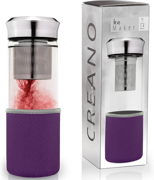 Creano Théière Teamaker  Bouteille de Thé à Emporter en Verre avec Passoire Pour le Thé