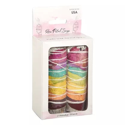 Ensemble de 2 batons de sauge aux pétales de rose