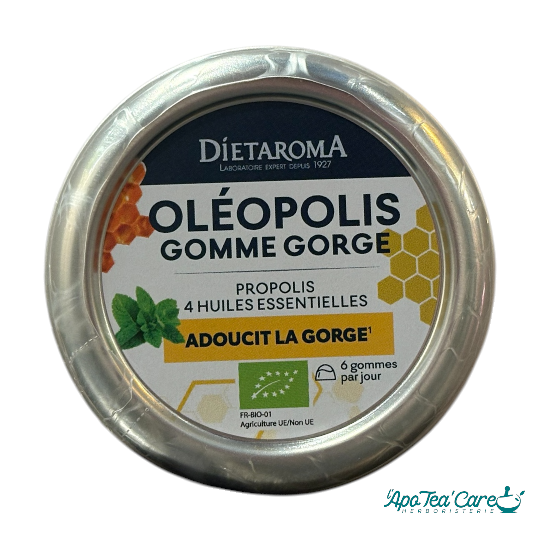 Gomme gorge Oléopolis - Propolis et huiles essentielles pour adoucir la gorge - L'APoTea'Care 