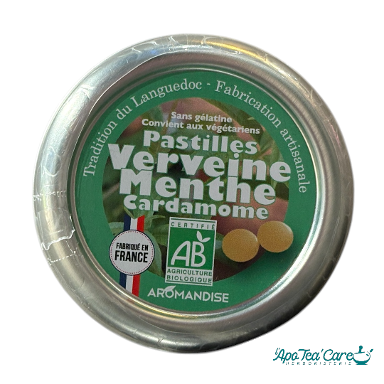 Pastilles Verveine Menthe Cardamome Bio pour un rafraîchissement naturel - L'ApoTea'Care 
