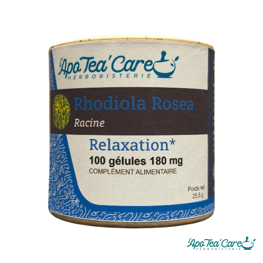 Flacon Rhodiola Rosea BIO 180mg 100 gélules – Plante adaptogène Cailleau | ApoTea'Care