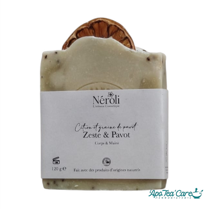 Savon artisanal neroli aux notes parfumées de citron et pavot - Herboristerie Perpignan L'ApoTea'Care