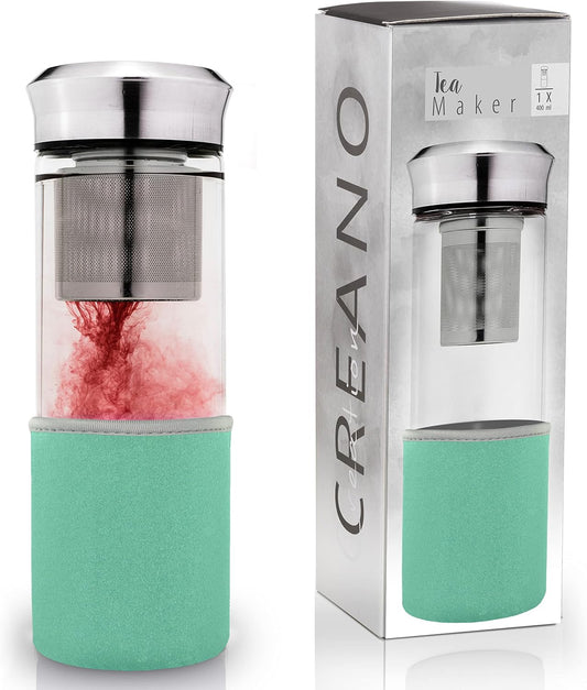 Creano Théière Teamaker  Bouteille de Thé à Emporter en Verre avec Passoire Pour le Thé